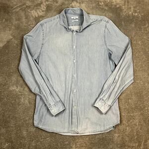 Reiss Regular Fit Button Up Shirt Mens L Blue Long Sleeve